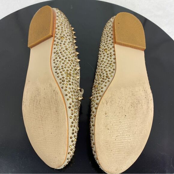 Steve Madden Graanite Studded Loafer Flats Beige Gold 7 - Picture 12 of 12